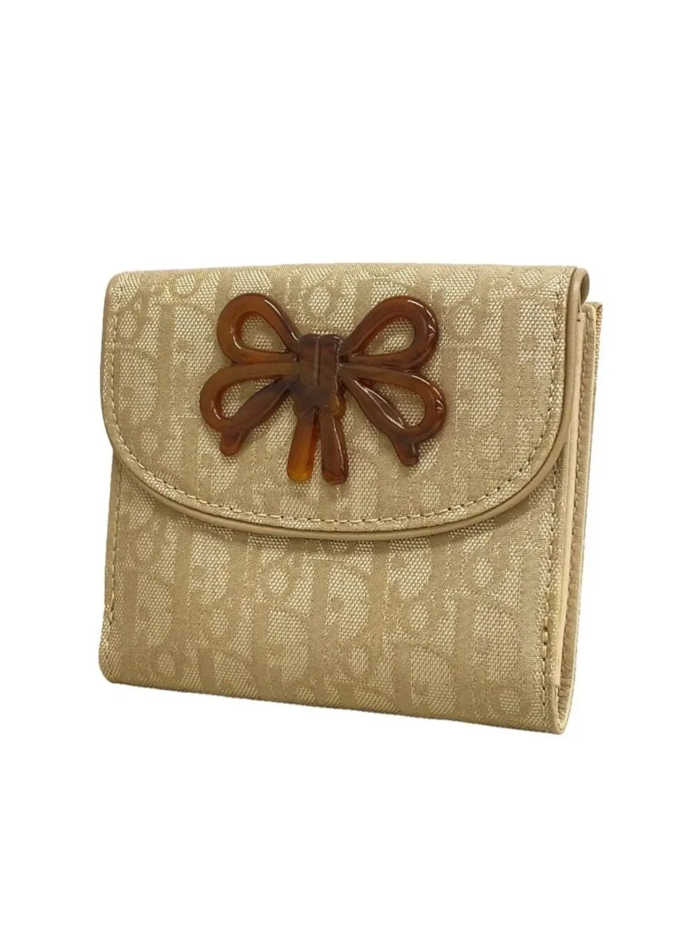 Dior Wallet Trotter Nylon Beige Silver